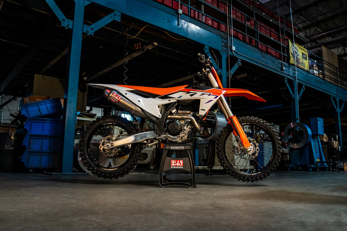 Yoshimura KTM 250/350SX-F / Husqvarna FC250/350 22-24 RS-12 Titanium Full  Exhaust, w/ Titanium Muffler – Yoshimura R&D of America, Inc