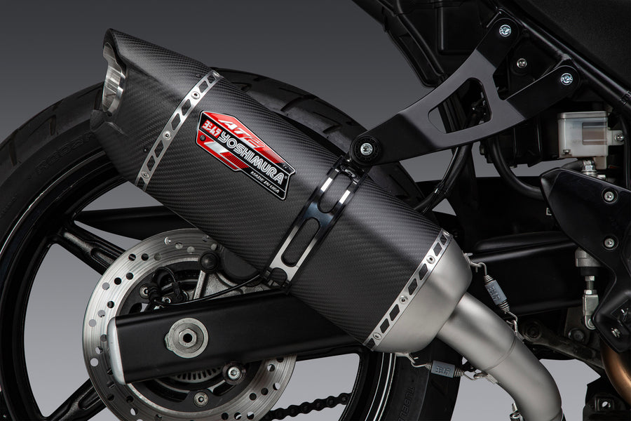 SV650 17-24/SV650X 19-24 AT2 Stainless Slip-On Exhaust, w/ Carbon Fiber Muffler