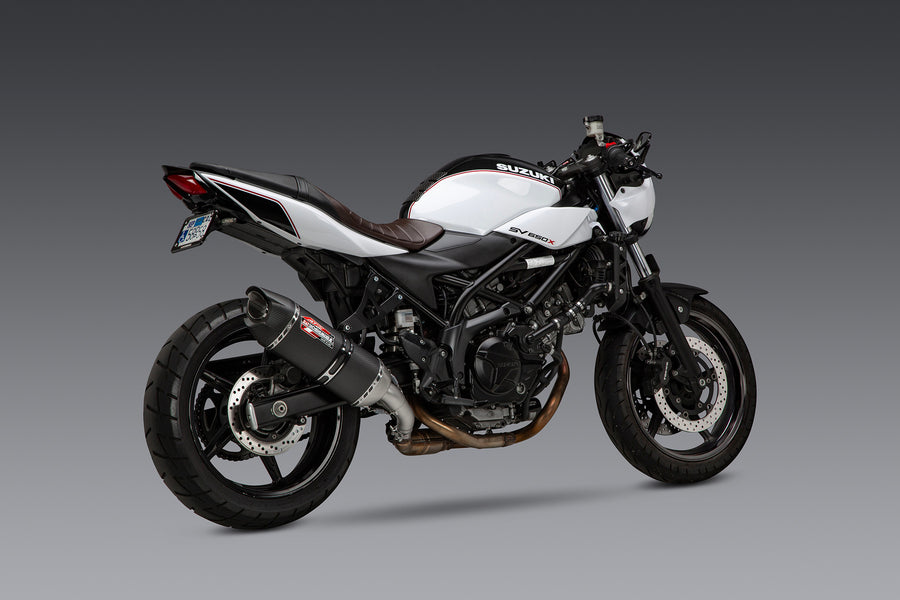 SV650 17-24/SV650X 19-24 AT2 Stainless Slip-On Exhaust, w/ Carbon Fiber Muffler